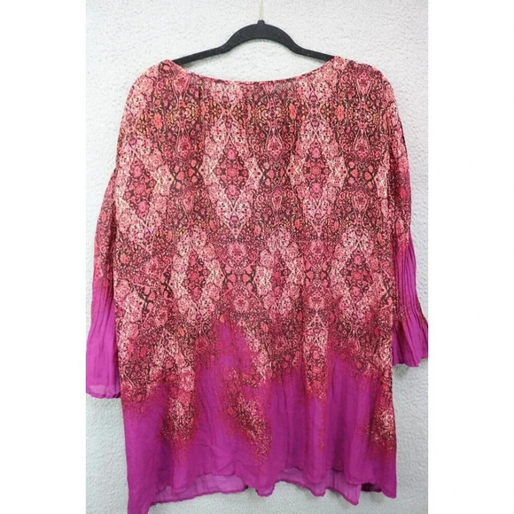 Catherine's 3/4 Bell Sleeves Tunic Top-Size 3X(26-28W)-Chiffon-Jeweled - Picture 4 of 5